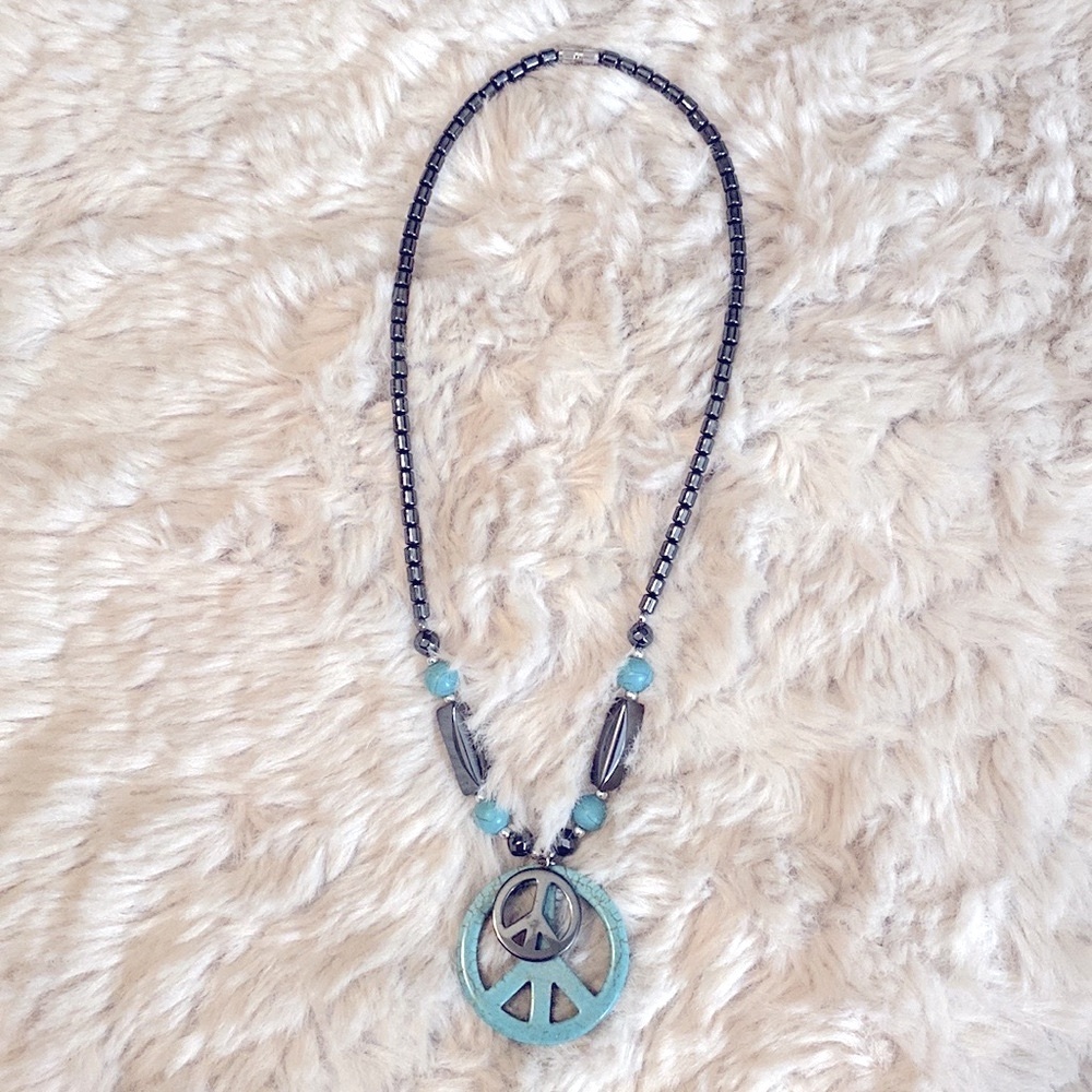 Peace turquoise colored necklace